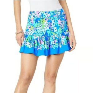Lilly Pulitzer Women's Luxletic Taye Skort Skirt Floral Print Blue Size XL